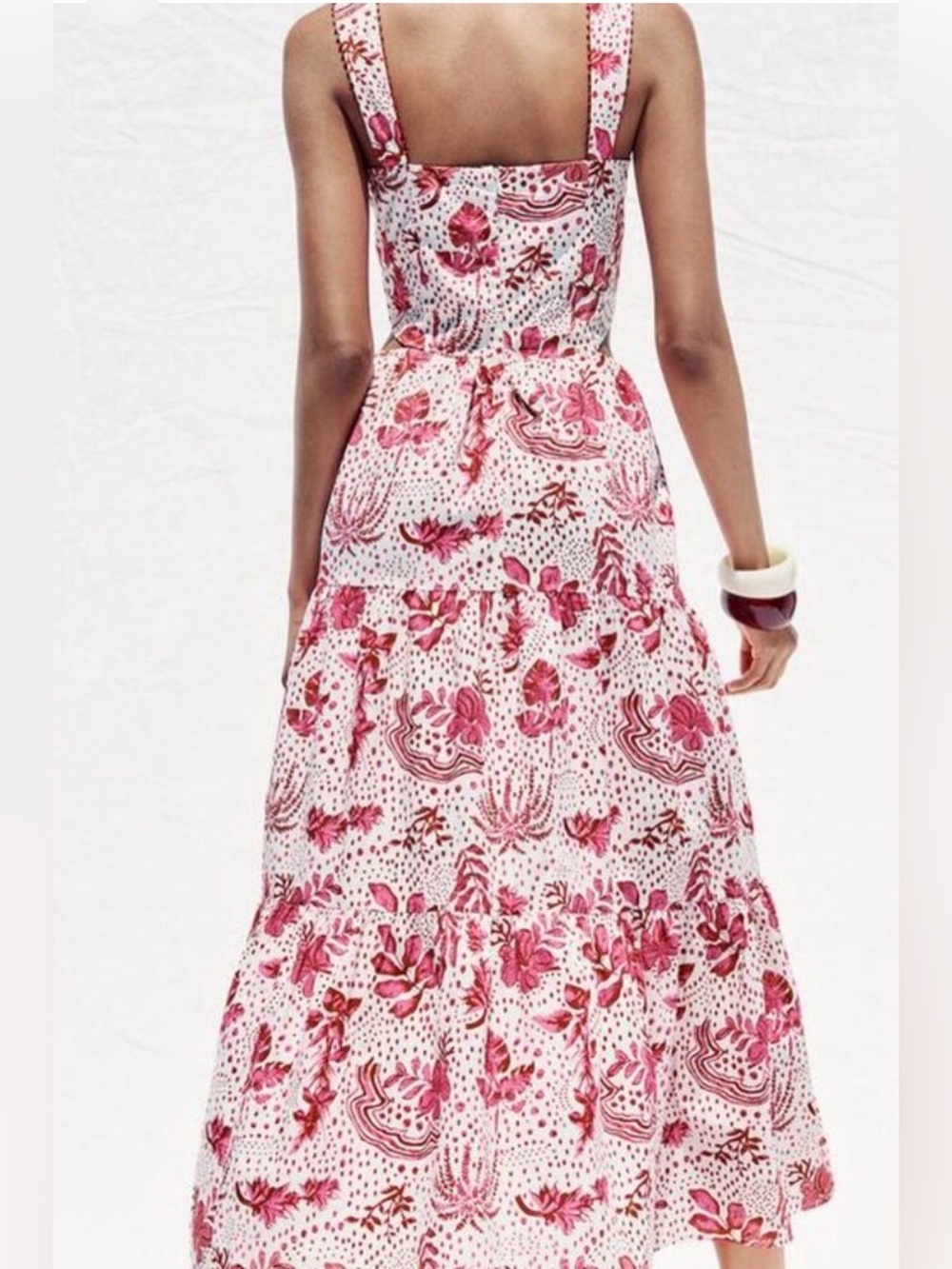 NWT ZARA | STRAPPY FLORAL PRINTED CUT OUT MIDI DRESS, Small - Picture 3 of 9